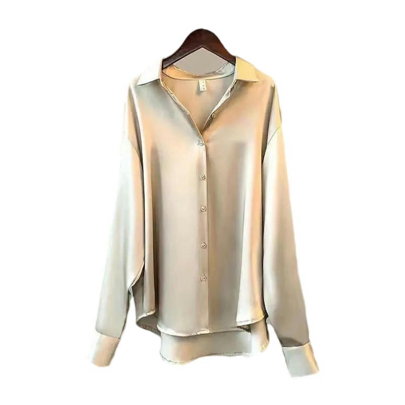 Camicie Bianche Larghe da Donna, Eleganti, a Maniche Lunghe, con Bottoni, con Colletto rovesciato, Eleganti Top da Donna-Nero-XXXL