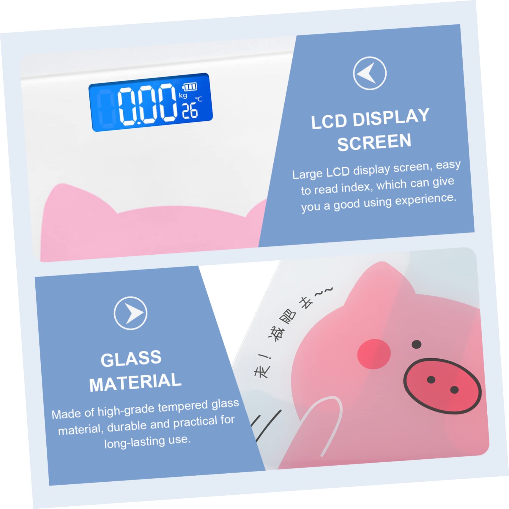 Báscula Corporal Digital de Dibujos Animados para Baño Doméstico | Cristal Templado, Chip de Alta Precisión y Pantalla Lcd Grande, Diseño Automático Batería Integrada