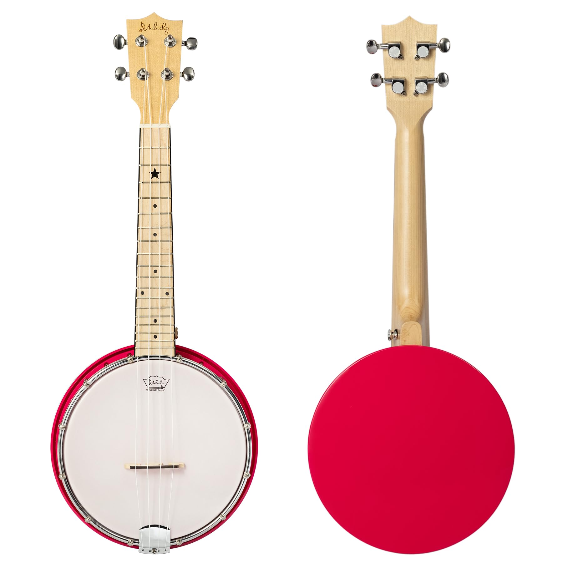 Mulucky Banjolele mit 4 Saiten, Banjo-Ukulele, Konzertgröße, 58,4 cm, Rosa