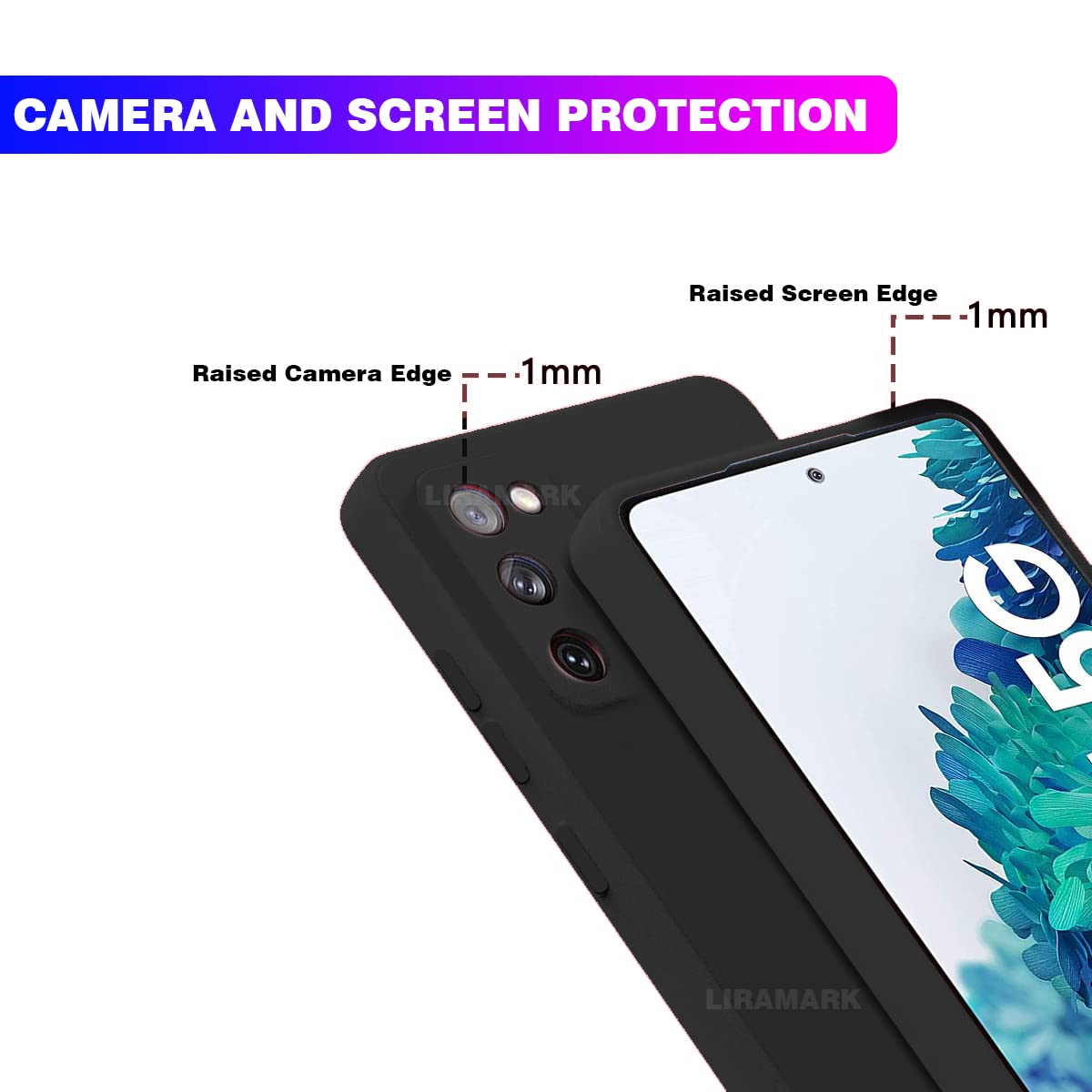 LIRAMARK Silicone Soft Back Cover Case for Samsung Galaxy S20 FE (Black) — Amazon image 5