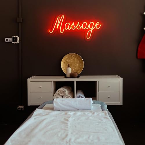 Miniatura 6 de KANAYA Letrero de neón de masaje de 23 pulgadas, letrero de luz LED de neón rojo para terapia de masaje, letrero de negocios de masaje regulable,