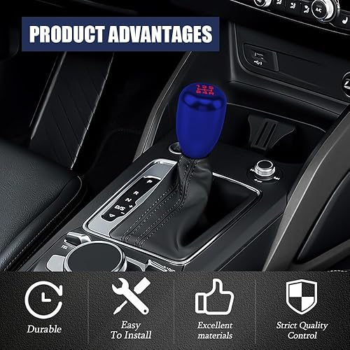 Miniatura 7 de Pomos de palanca de cambios para automóvil, perilla de cambio de transmisión manual, perilla de palanca de cambios de 5 velocidades con adaptador