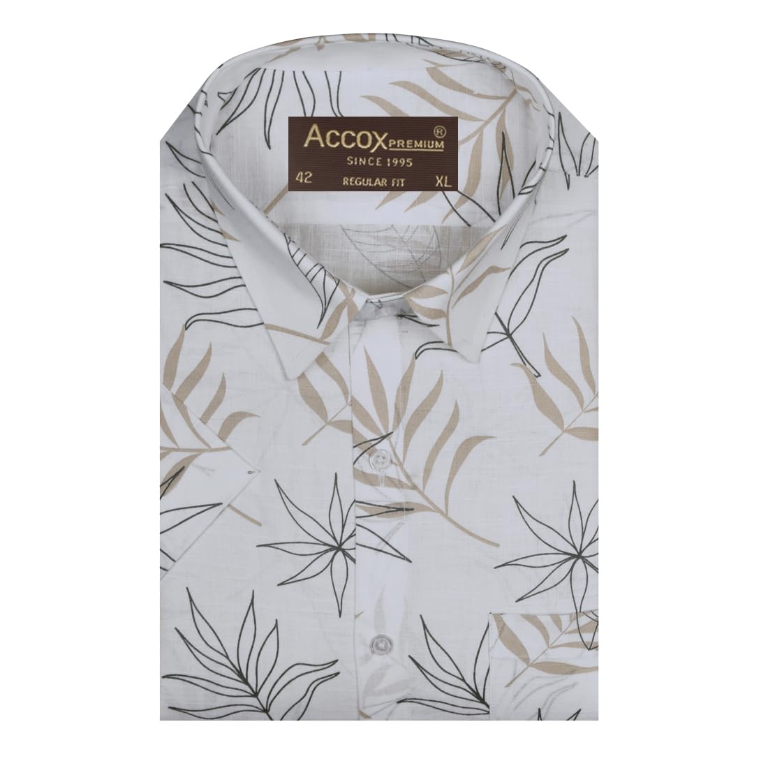 accox Men's Breathable Cotton Linen Half Sleeves Printed Regular Fit Formal Shirt (GCR554)-picture-51