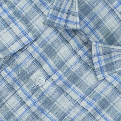 Image of GHPC Cotton Linen Plaid Checks Full Sleeves Regular Fit Formal Shirt for Men