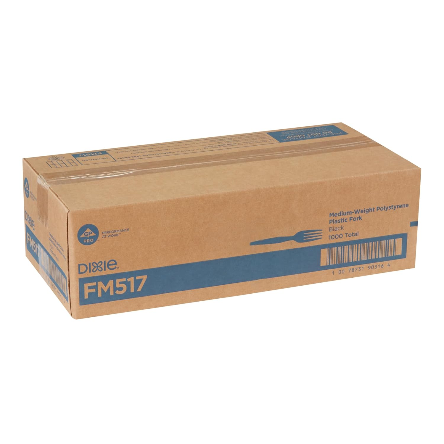 Dixie 6.31" Medium-Weight Polystyrene Plastic Fork by GP PRO (Georgia-Pacific), Black, FM517, (Case of 1,000)