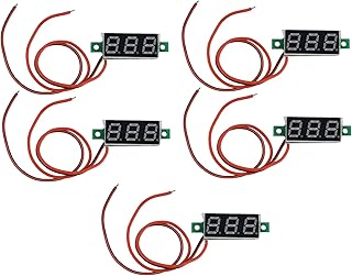5Pcs Two-Wire DC Voltage Tester Detector Calibratable Mini Digital DC Voltmeter Gauge Tester LED Display Panel(Red)