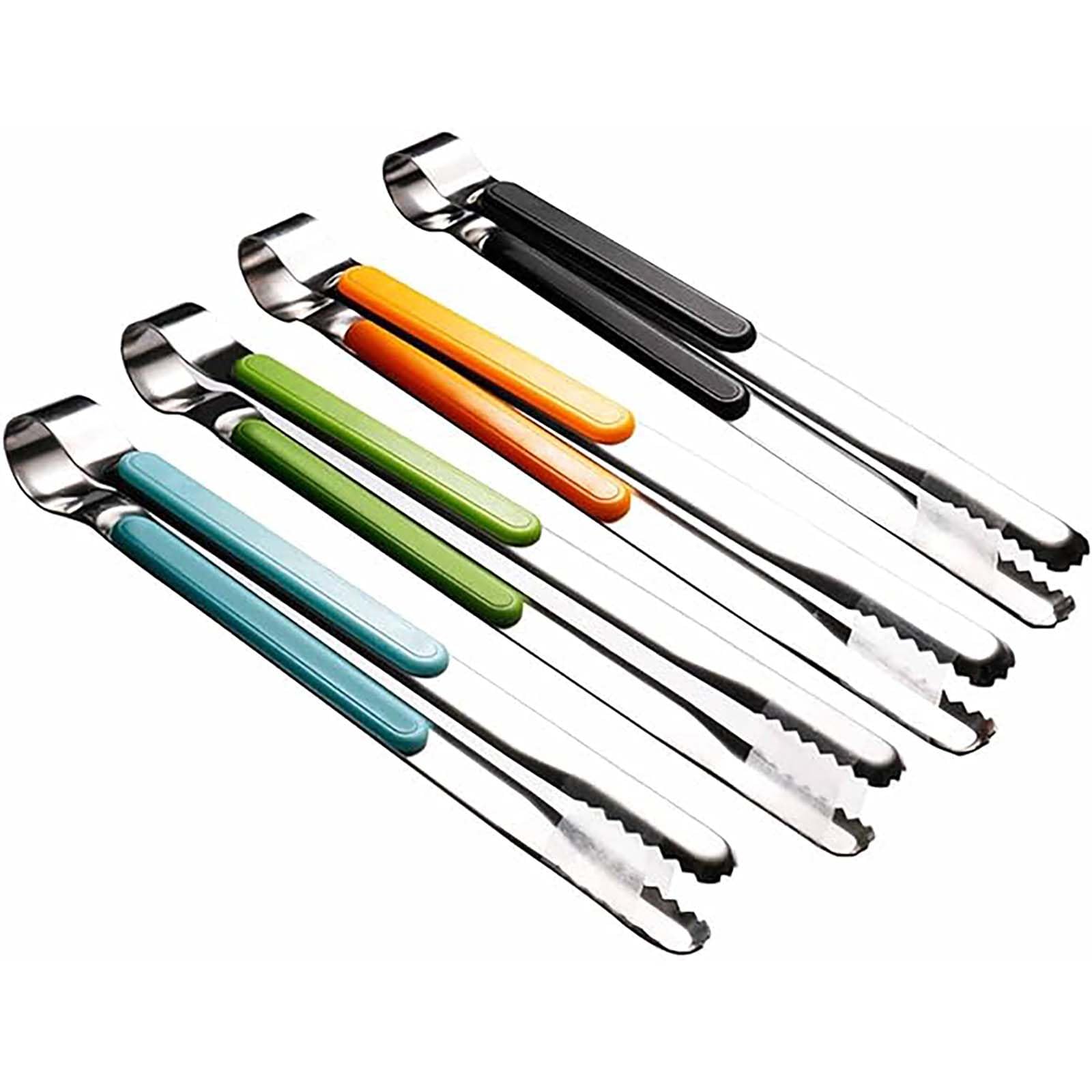 TazweeqTazweeq 4 Pieces Stainless Steel Kitchen Tongs, Cooking Dining Tongs, Non-Slip Comfort Grips, Non-Stick Cooking Tongs, Heat Resistant BBQ Tongs (Green, Blue, Orange, Black)