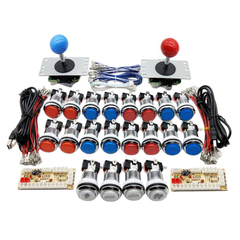mophrati Arcade Gaming DIY Kits für 2 Spieler, galvanische Tasten und einfaches Plug and Play, Win10/Win8/Win7/Vista/XP/2000/98