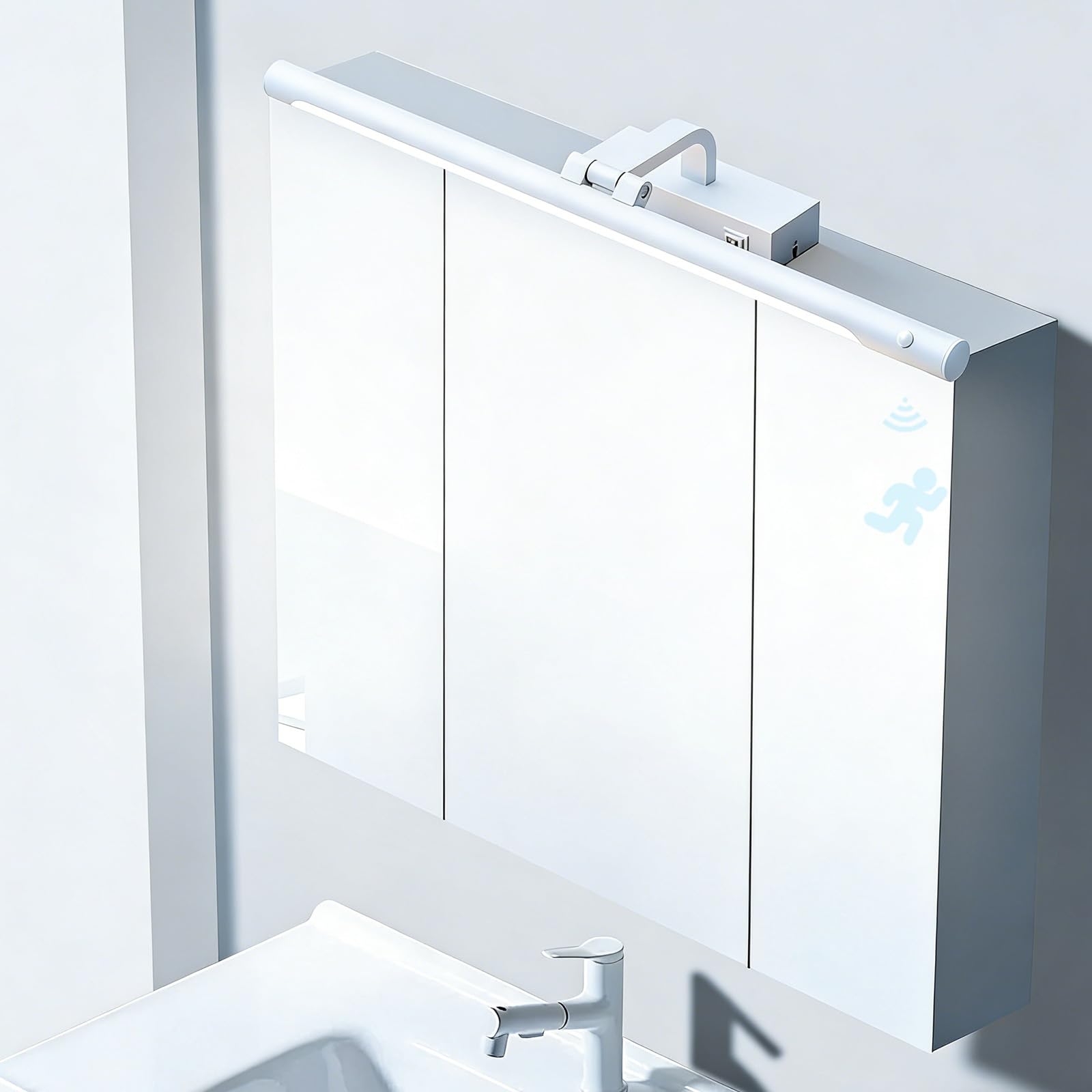LED Interior Lámpara de Pared Baño Espejo Impermeable Luz de Pared con Interruptor Sensor de Movimiento Aplique de Pared 180° Rotación Hierro Minimalista para Sala de Estar (73cm,Luz Blanca)