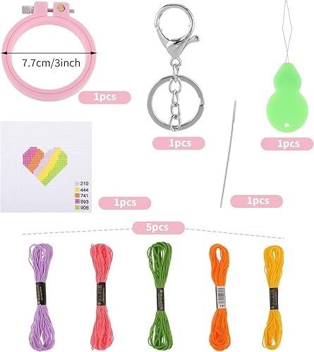 Miniatura 3 de Kits de punto de cruz para principiantes, kits de punto de cruz con estampado de arco iris, kit de bordado para niños, kit de manualidades para