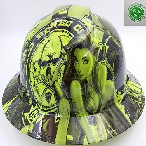 Wet Works Imaging Customized Pyramex Full Brim Green Bad Bones Hard Hat With