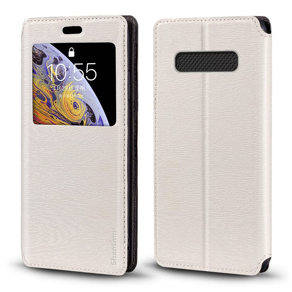 for Philips Xenium E506 CTE506 Case, Wood Grain Leather Case with Card Holder and Window, Magnetic Flip Cover for Philips Xenium E506 CTE506 (2.31”) White