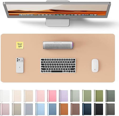 Miniatura 45 de YSAGi Protector de escritorio de piel, alfombrilla de oficina, alfombrilla grande para ratón, alfombrilla antideslizante de piel sintética, Azul