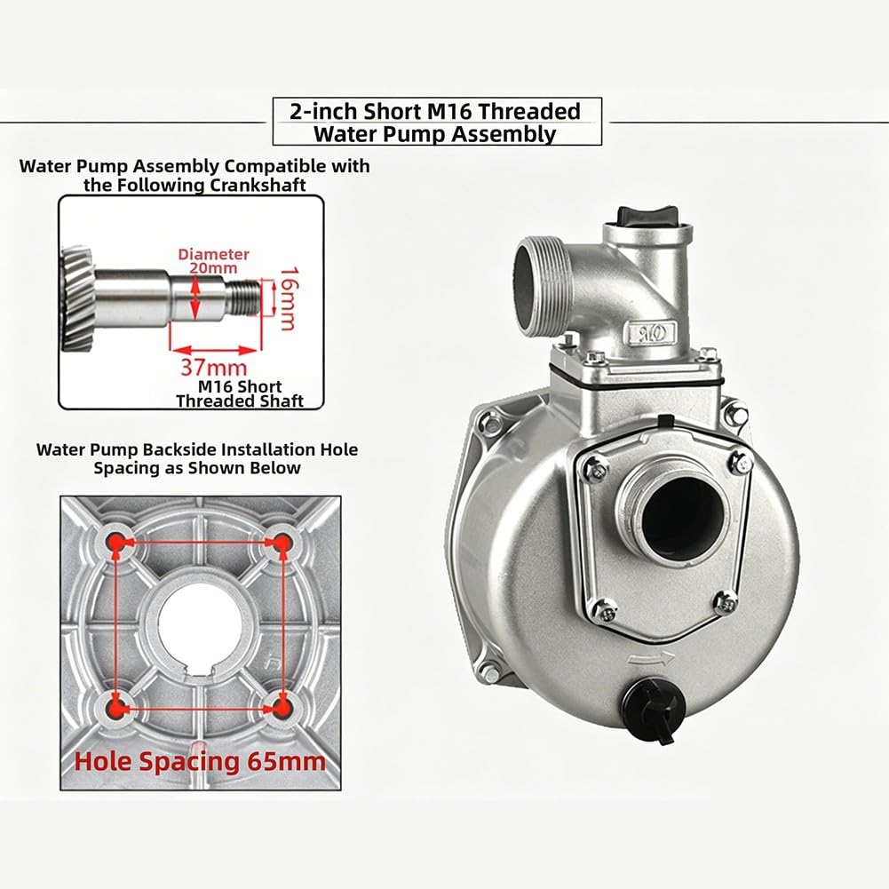 Cuerpo para bombas de agua alimentadas 168F/170F, carcasa de cabeza de aluminio para modelo autocebante WP20 de 2 pulgadas, pieza de repuesto