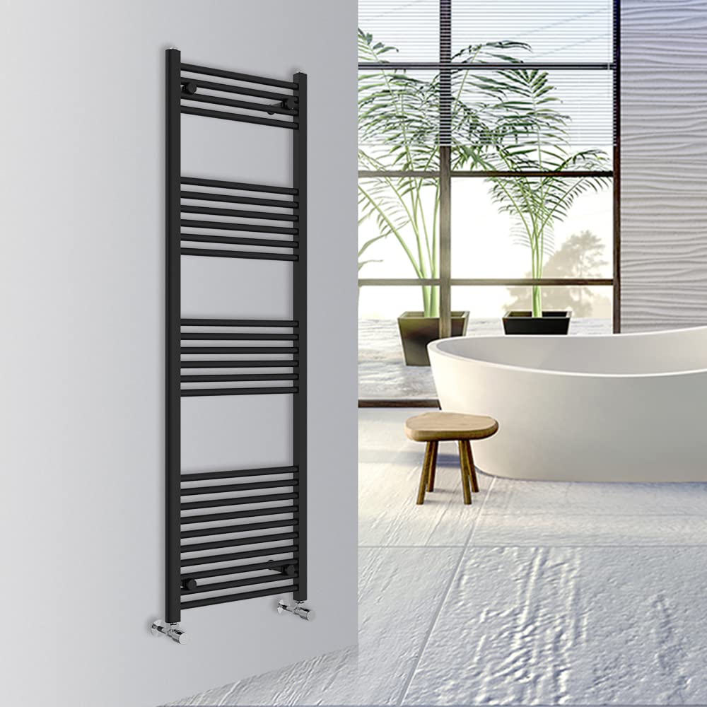 Warmehaus Straight Bathroom Heated Towel Rail Warmer 1600x500mm Black