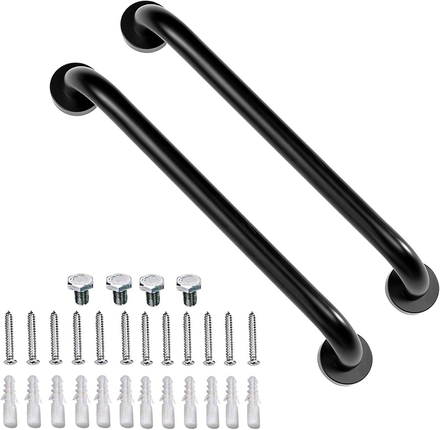 2 Pack 16 inch Matt Black Grab Bars for Elderly for Wall