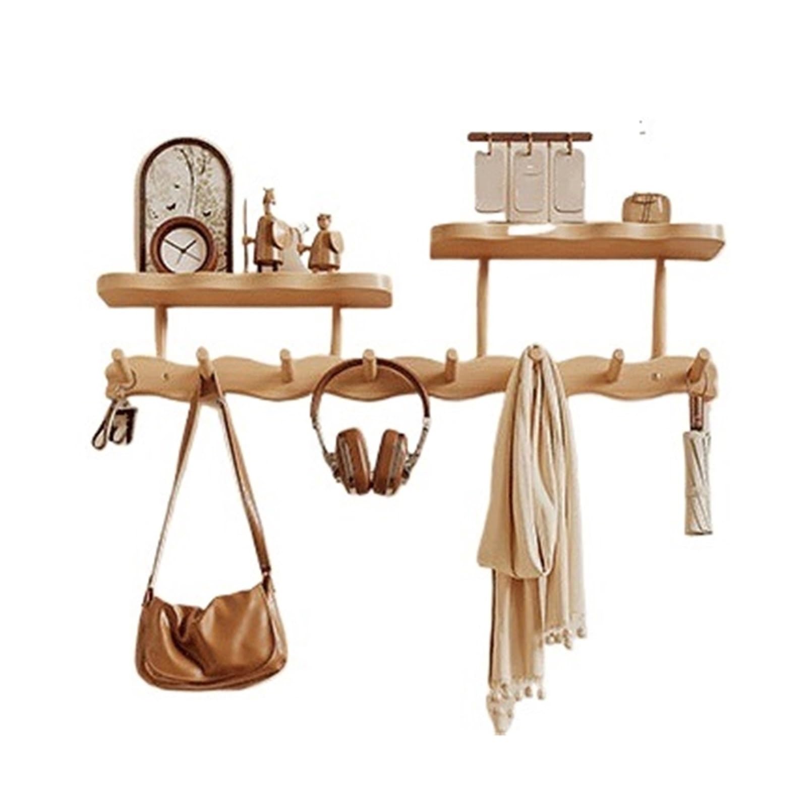 ZYYANSHOP Wall coat rack Solid Wood Wall-Mounted Coat Rack: A Versatile Hook Rack That Combines Storage And Clothing Functions