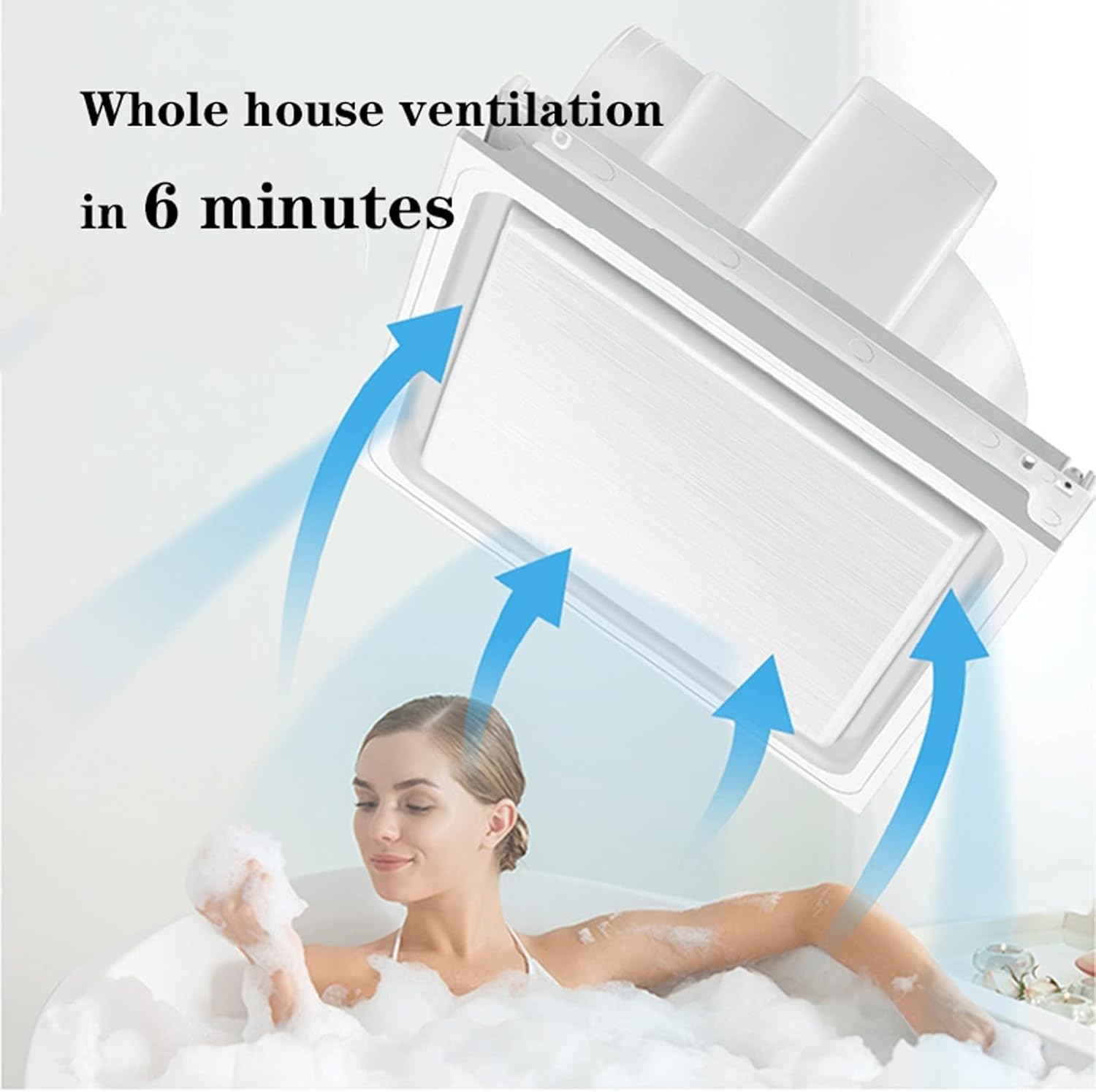 Ventilation Fan Integrated Ceiling Ventilation Fan White Household Bathroom Exhaust Fan Quiet Exhaust Fan for Toilet, 30×30CM, 19W, 138m³/h, 37dB ventilating Fan