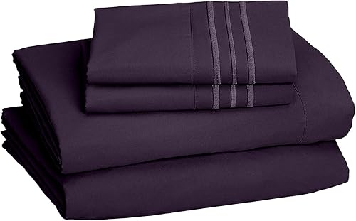 Vista 116 de Juego de sábanas de microfibra de 4 piezas prémium de calidad hotelera 1800 hilos, resistente a las arrugas, ultra suave y transpirable, juego