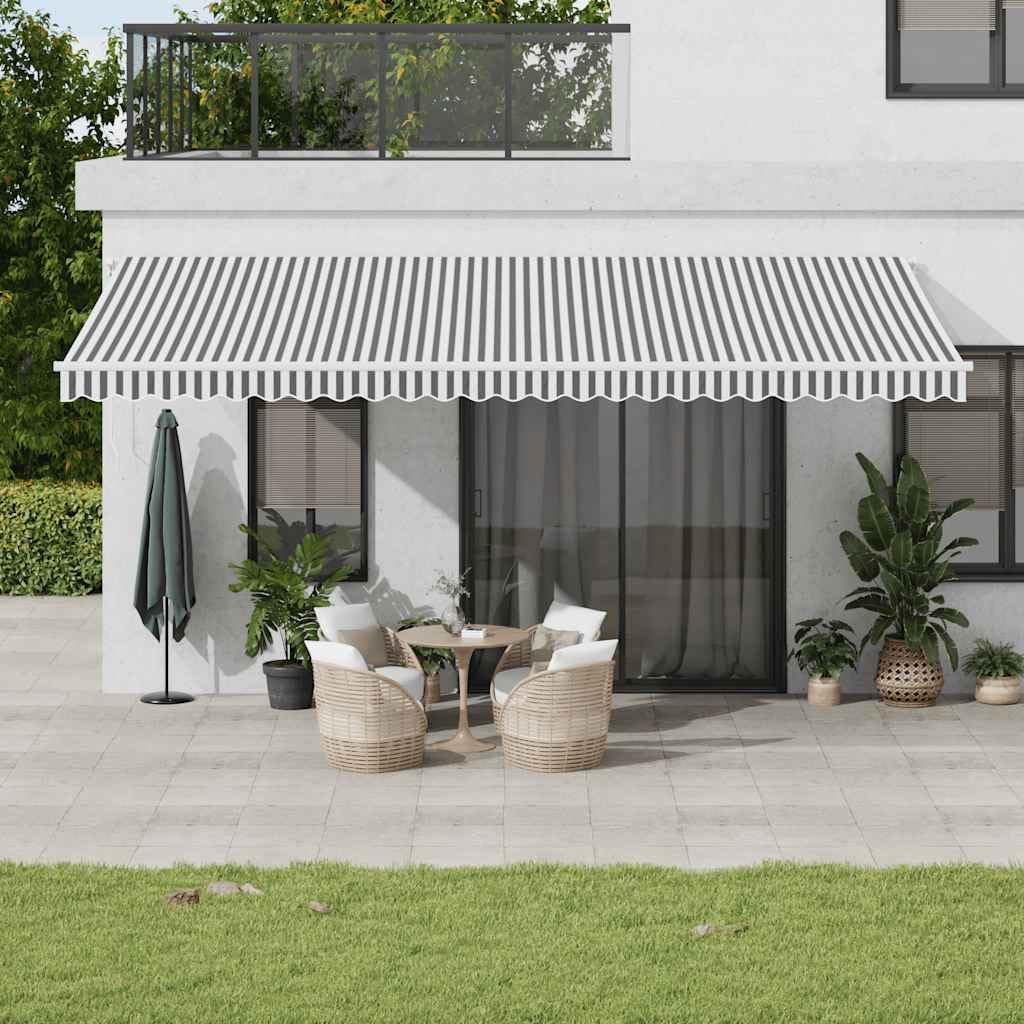 Festnight Store Banne Motorisé 6x3 Store banne Electrique avec Télécommande Auvent Rétractable à Bras Repliable pour Balcons Terrasse et Jardin-Anthracite et blanc-600 x 300 cm