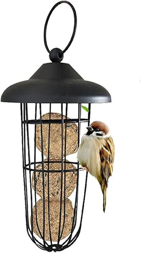 Miniatura 8 de Comedero para pájaros en sebo mejorado, a prueba de lluvia, para colgar al aire libre, para uso con pasteles de sebo, pasteles de semillas, pasteles