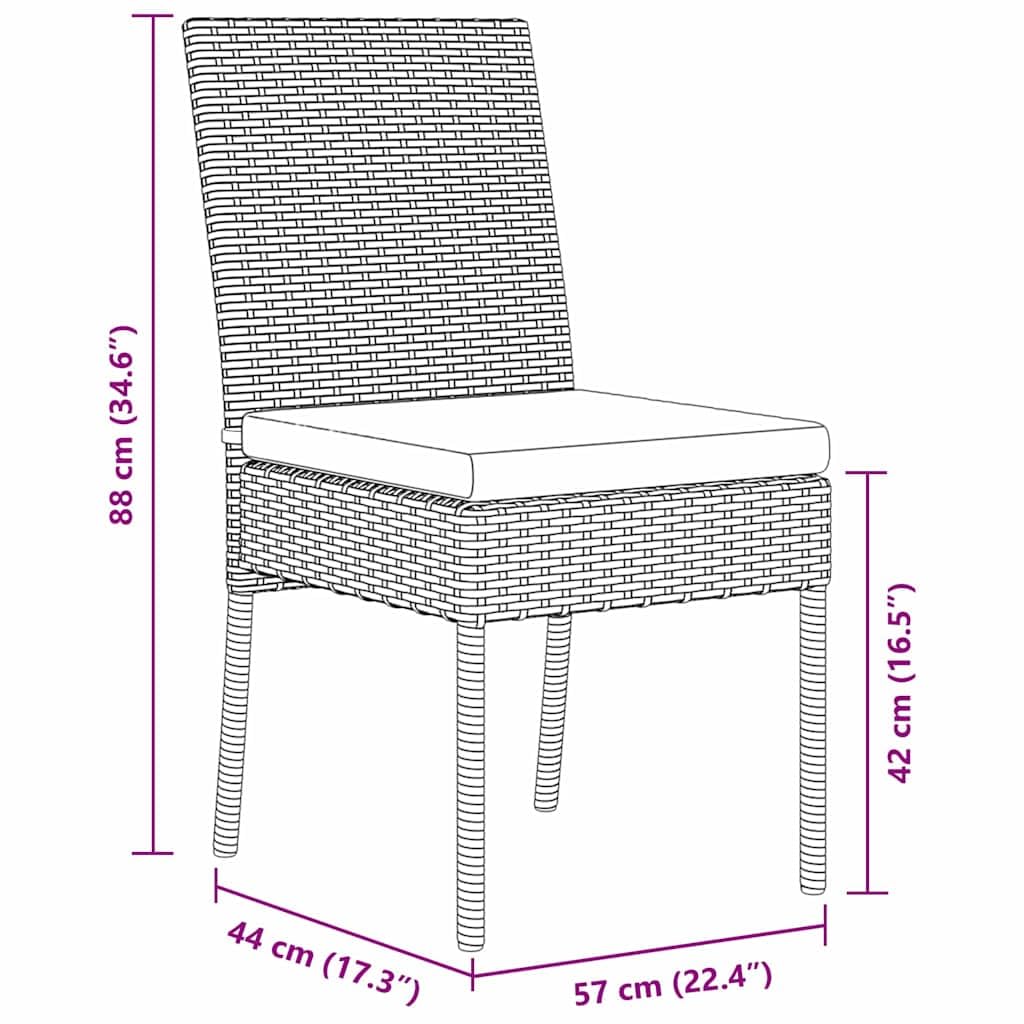 vidaXL Set da Pranzo per Giardino 7 PCS Nero Poly Rattan, Set da Pranzo per Giardino e terrazza, Rettangolare, Moderno, Resistente ai Raggi UV, per divertirsi all'aperto