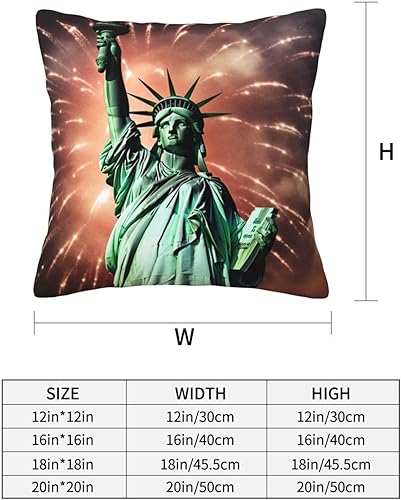 Miniatura 4 de Fundas de almohada con estampado de fuegos artificiales con bandera de la libertad de 16 x 16 pulgadas, funda de cojín cuadrada suave y duradera