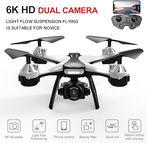 Miniatura 6 de Gbsell Drone con cámara 4K para adultos, helicóptero cuadricóptero RC con retorno automático, sígueme, motor sin escobillas, vuelo circular, vuelo