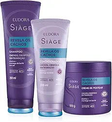 Eudora Kit Siàge Revela Os Cachos: Shampoo 250ml + Condicionador 200ml + Creme de Pentear 500g