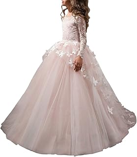 Lovely Flower Girl Dress Lace Long Sleeves Prom Gown - Buy now