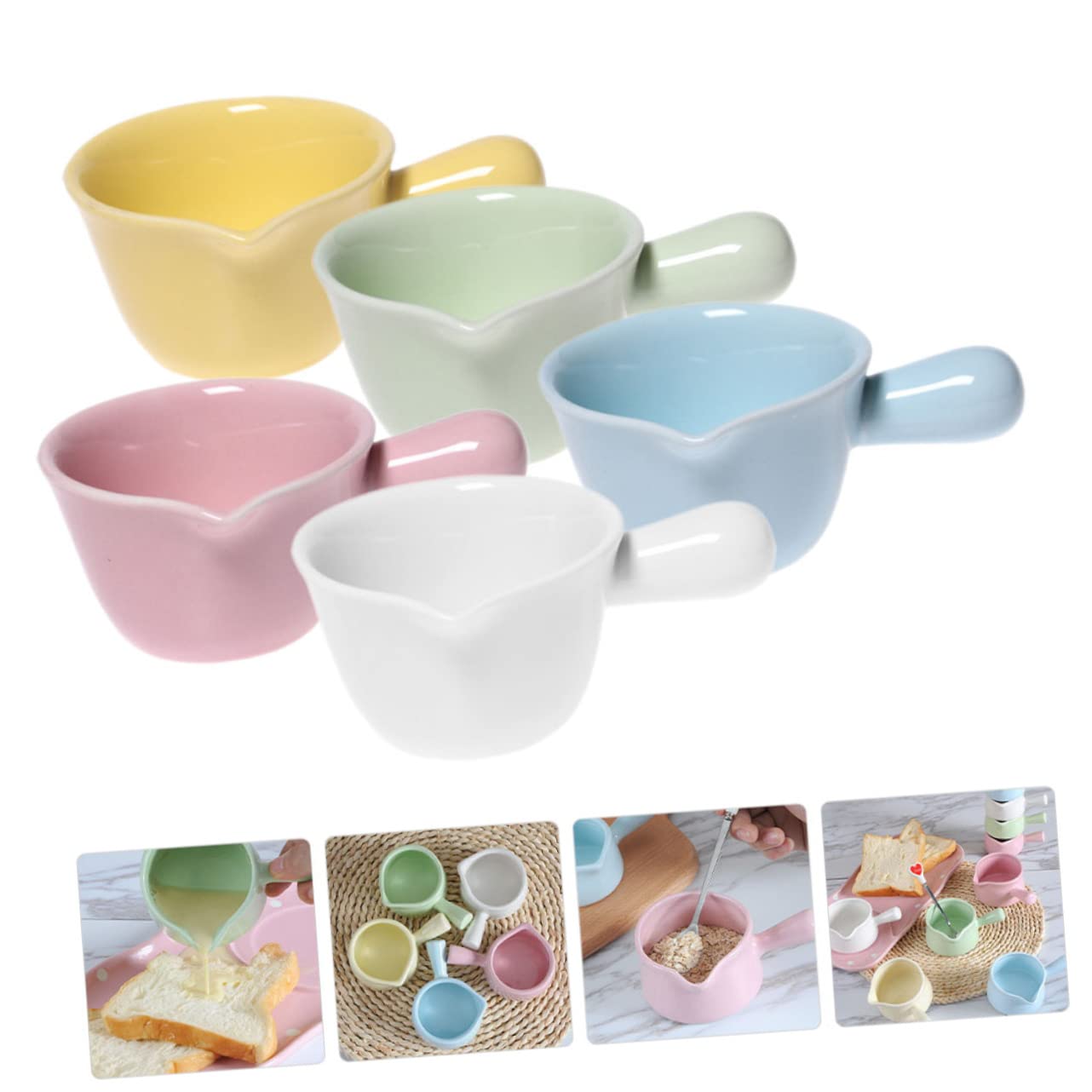 HOLIDYOYO 5pcs Ceramic Milk Cup Syrup Pitcher Porcelain Milk Jug Coffee Creamers Espresso Mini Creamer Pitcher Small Creamer Cup Milk Frothing Pitcher Small Milk Container Syrup Jug Ceramics
