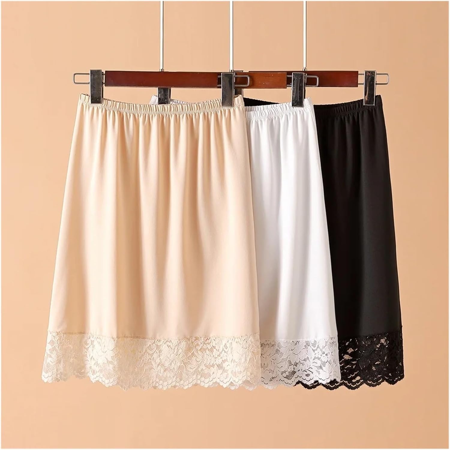 Women Under Dresses Lace Short Trim Half Slips Underskirt Slip Dress Adjustable Waist Hem Lingerie