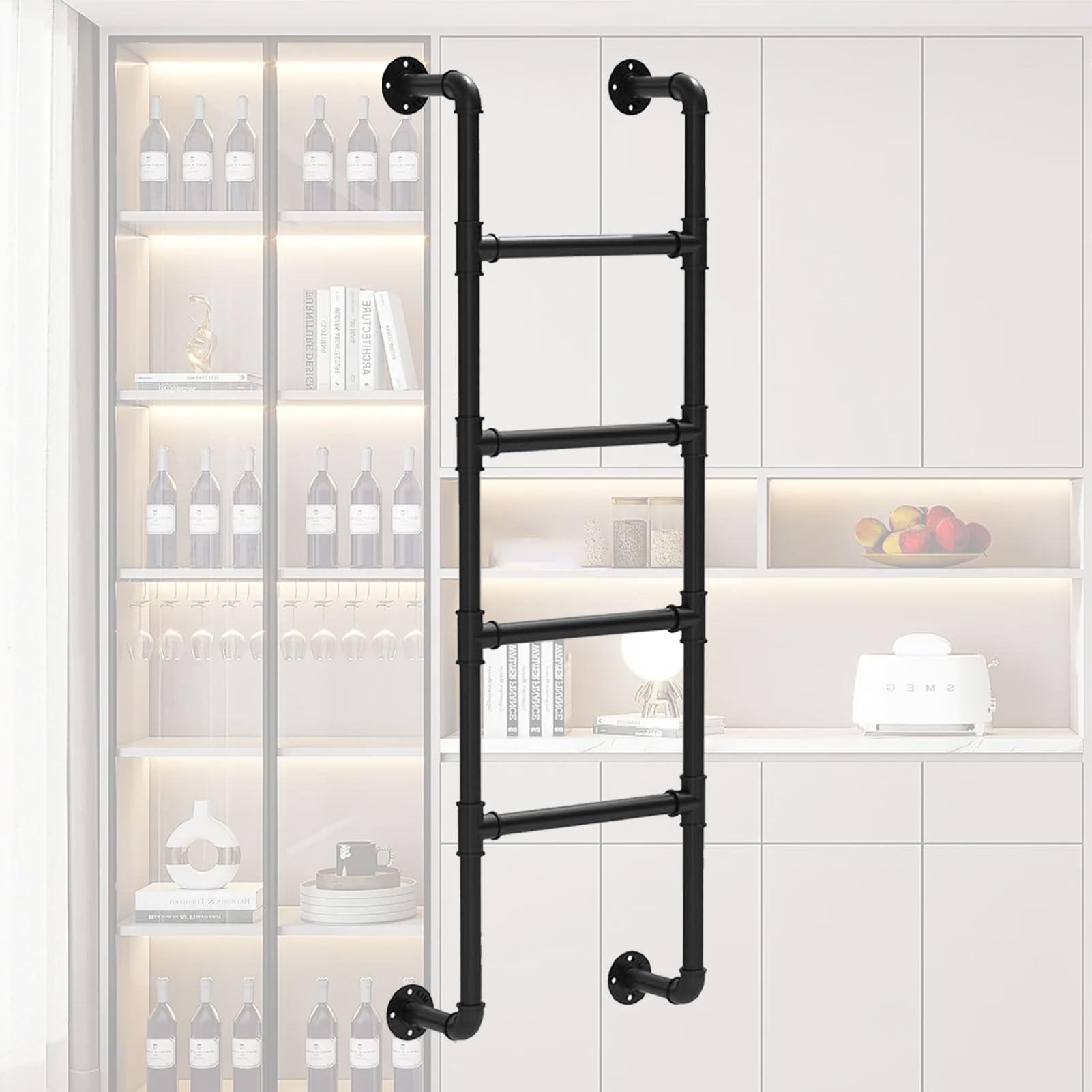 Escalera metálica de pared industrial para litera, ático y sótano