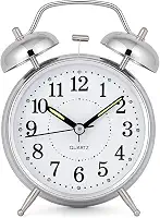 Relógio de Mesa Vintage Antigo Clássico Despertador Com Luz Led Noturna Em Metal Analógico MCL Distribuidora
