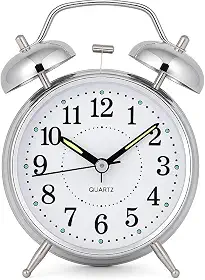 Relógio de Mesa Vintage Antigo Clássico Despertador Com Luz Led Noturna Em Metal Analógico MCL Distribuidora
