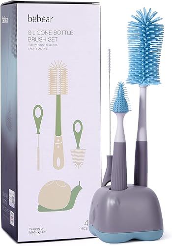 Miniatura 2 de Bebamour Juego de limpieza de cepillos para biberones, limpiador de botellas de agua de mango largo para biberones, botellas deportivas, jarrón,