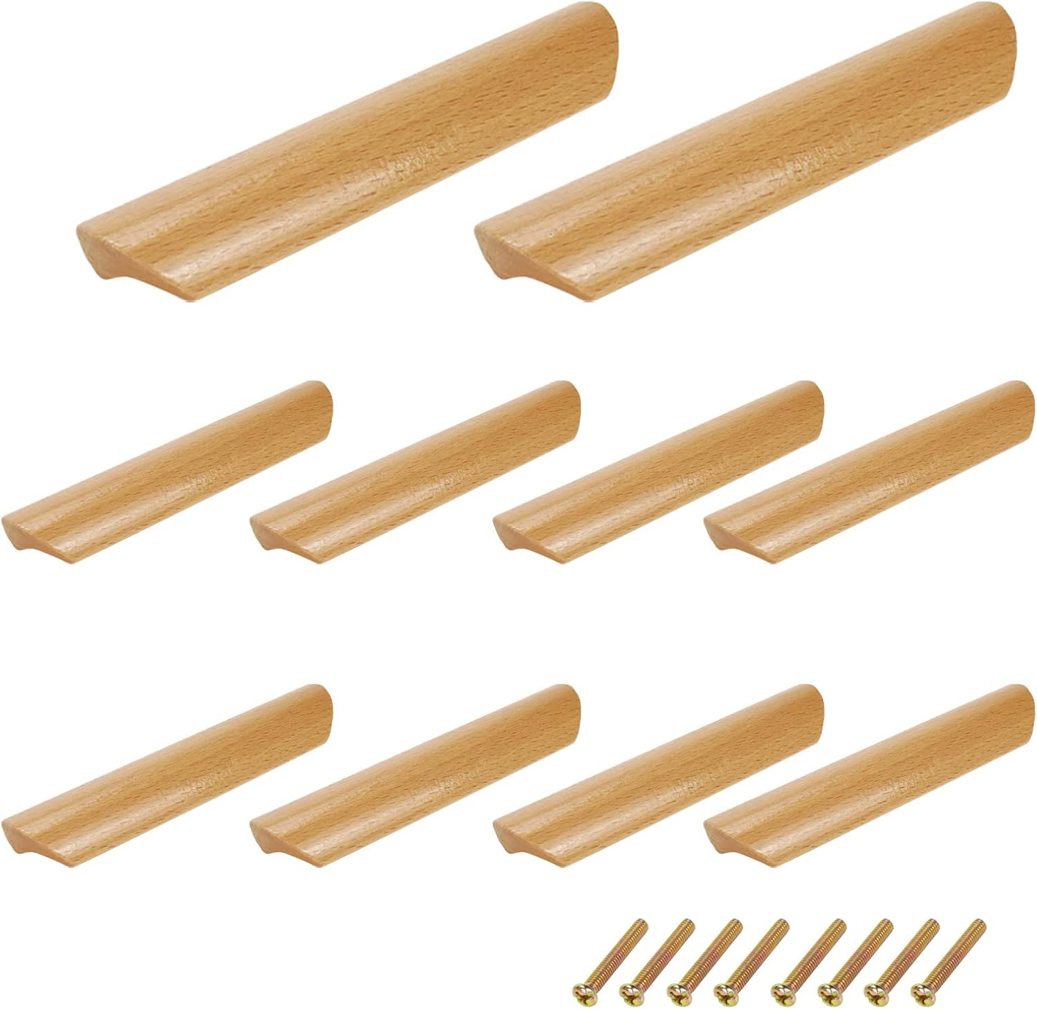 Bitray Wood Drawer Pulls 3.8-inch Hole Distance Solid Wood Cabinet Handles -8pcs