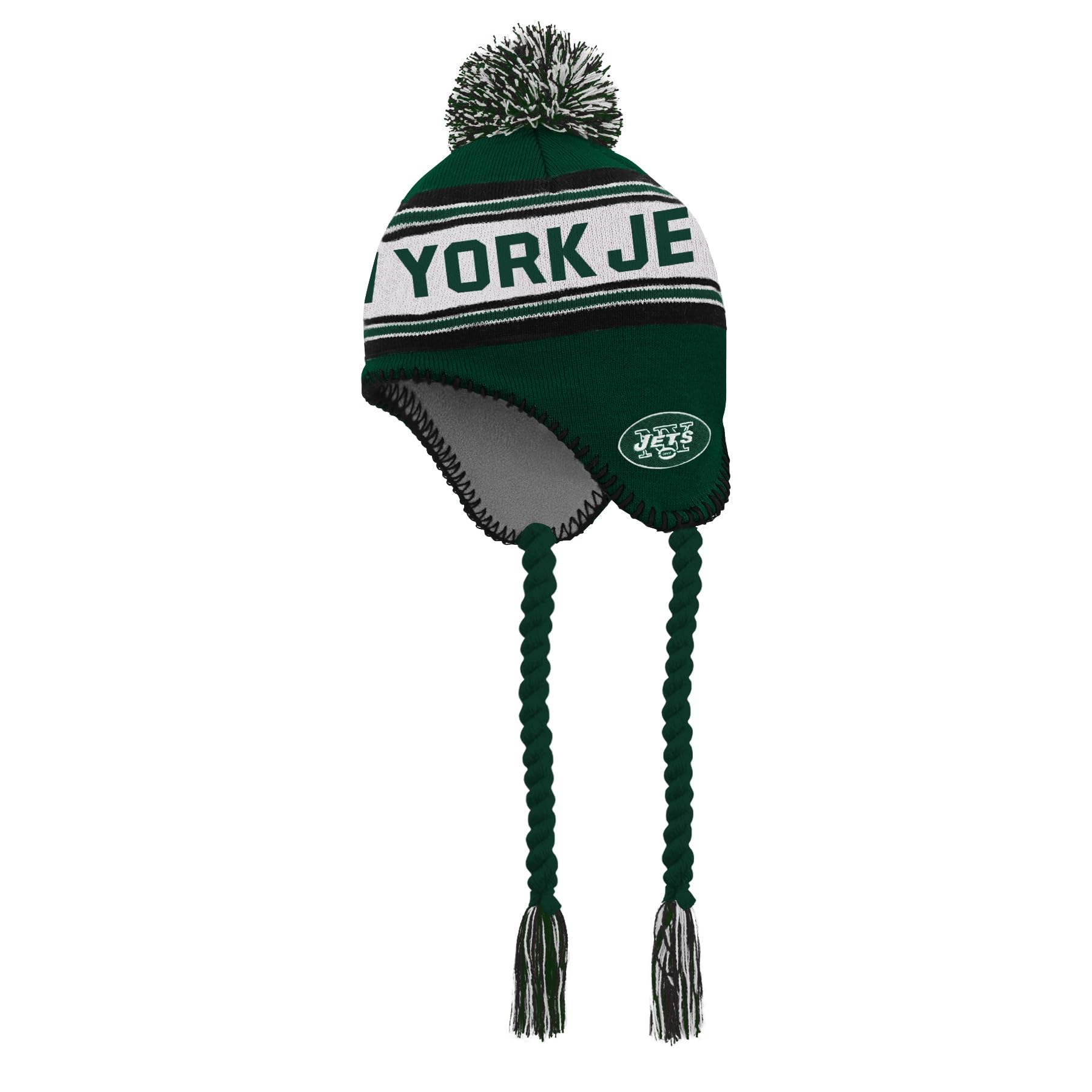 Outerstuff NFL New York Jets Toddlers Winter Tassel Knit Beanie Hat with Pom, One Size