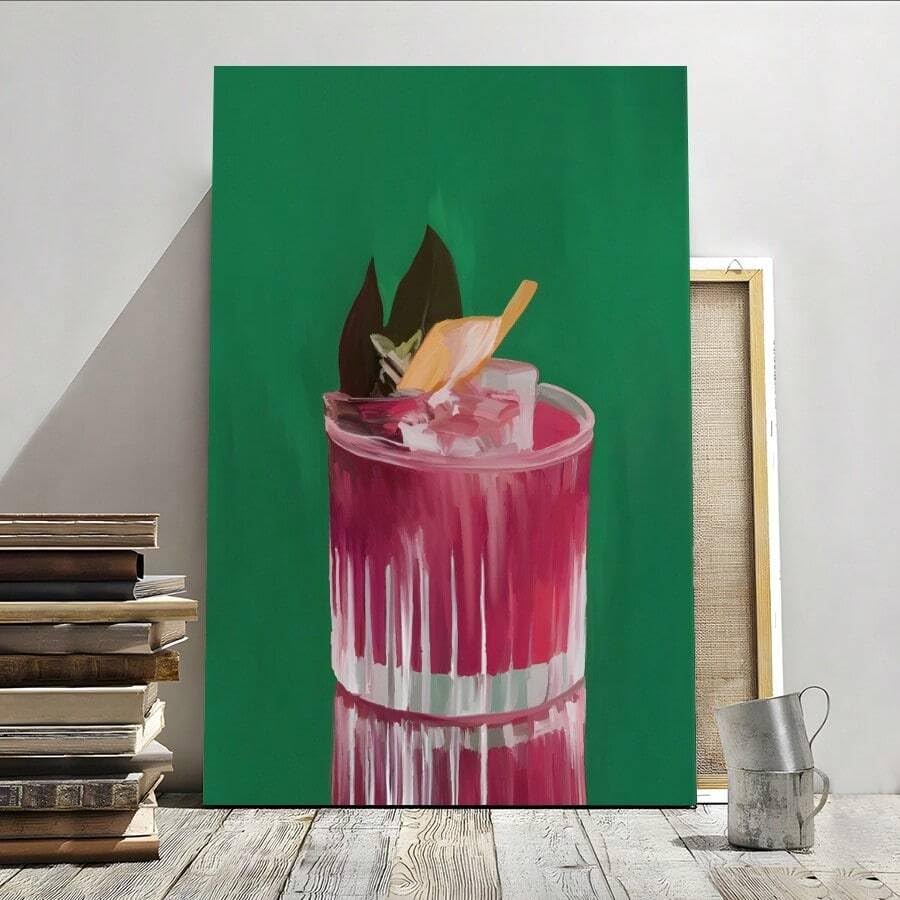 Affiche de cocktail Preppy 21x30 cm avec cadre intérieur pour déco murale