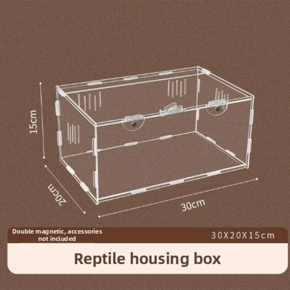 Scatola Allevamento per Gechi e Ragni Scatola Allevamento per(30*20*15cm) | Chiusura a scatto per sicura, fori ventilazione laterali, design a conchiglia, previene fughe, per ideale per gechi