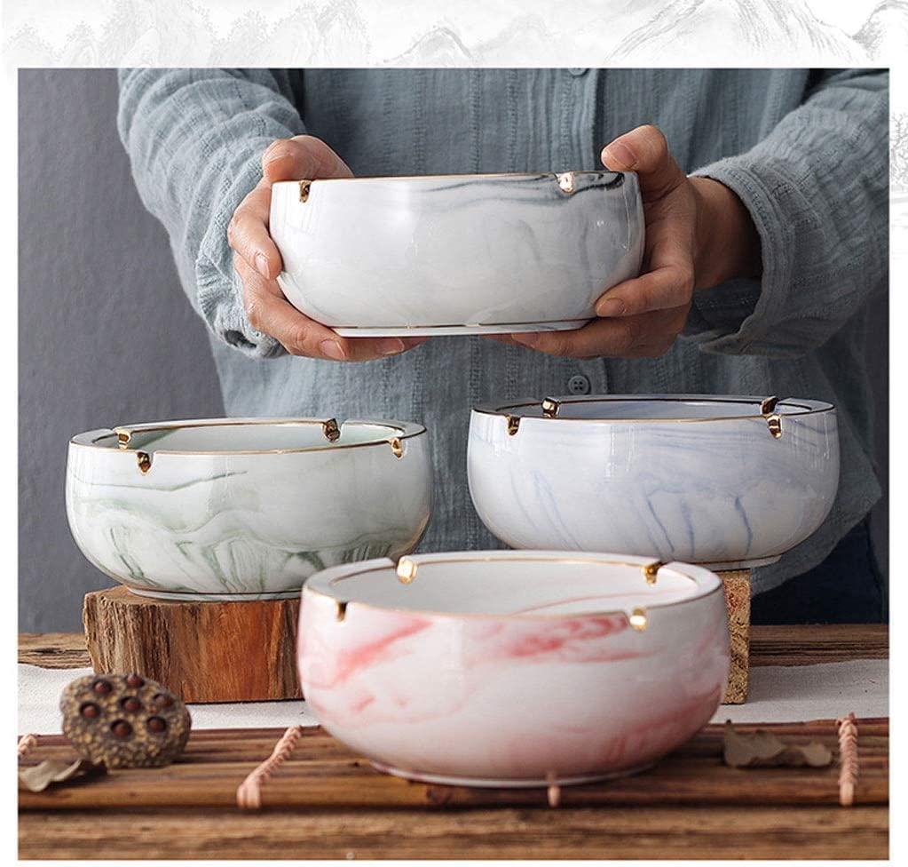 Posacenere Posacenere in ceramica Posacenere da esterno in marmo Posacenere con posacenere per sigari da tavolo Gold Line Calibro grande per decorazioni per l'home office per la casa
