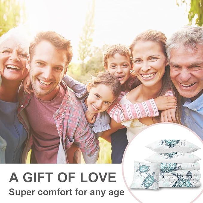 Miniatura 7 de Sleepwish - Juego de edredón con estampado de tortuga, juego de cubrecamas de tortuga hawaiana tamaño Queen en 3D, edredón de playa lindo para cama