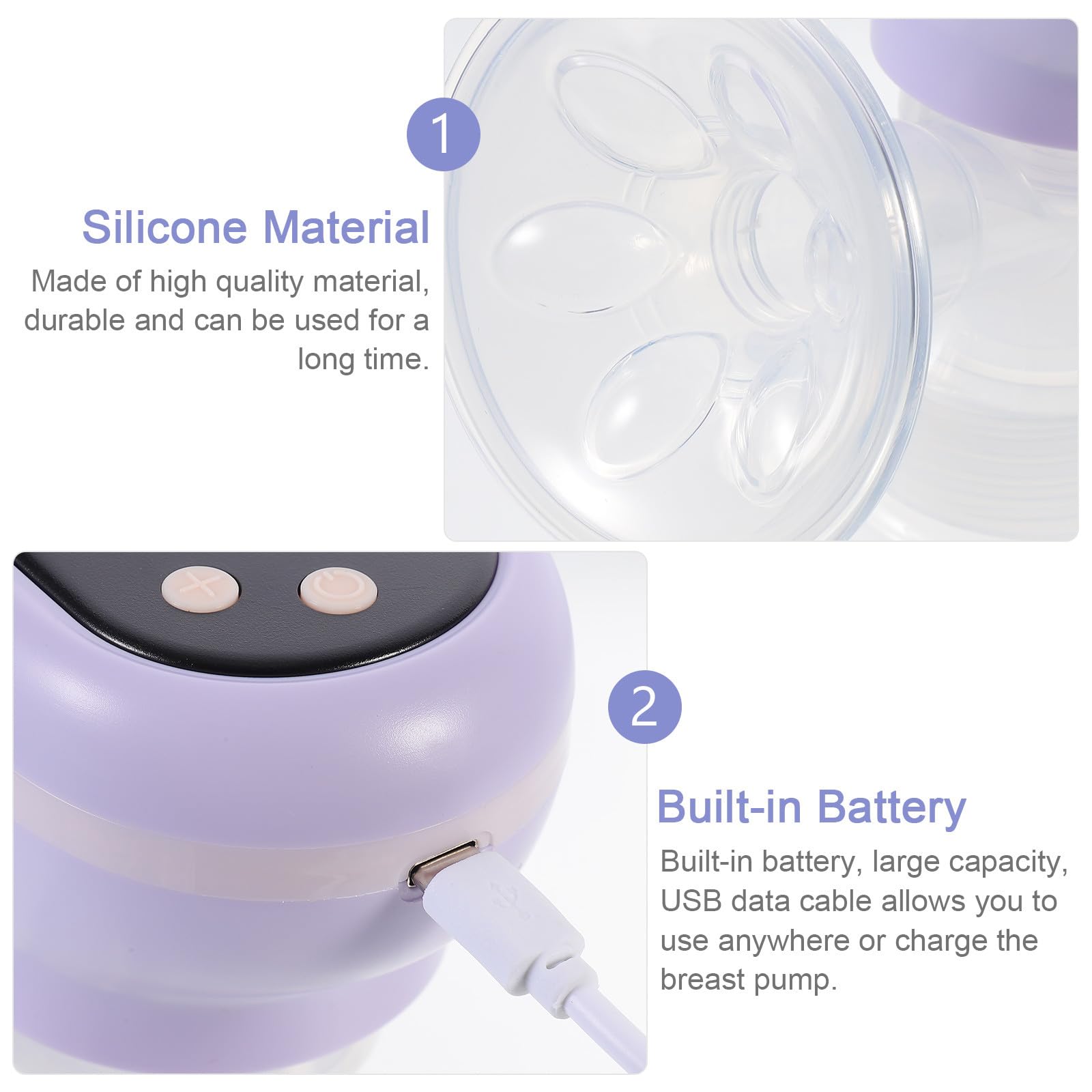 Abaodam Extractor de Leche Eléctrico Unilateral Silencioso, Bomba de Ordeño Eléctrica Ajustable 9 Niveles, Silicona Segura, Color Púrpura, Accesorio para Lactancia Materna en Casa