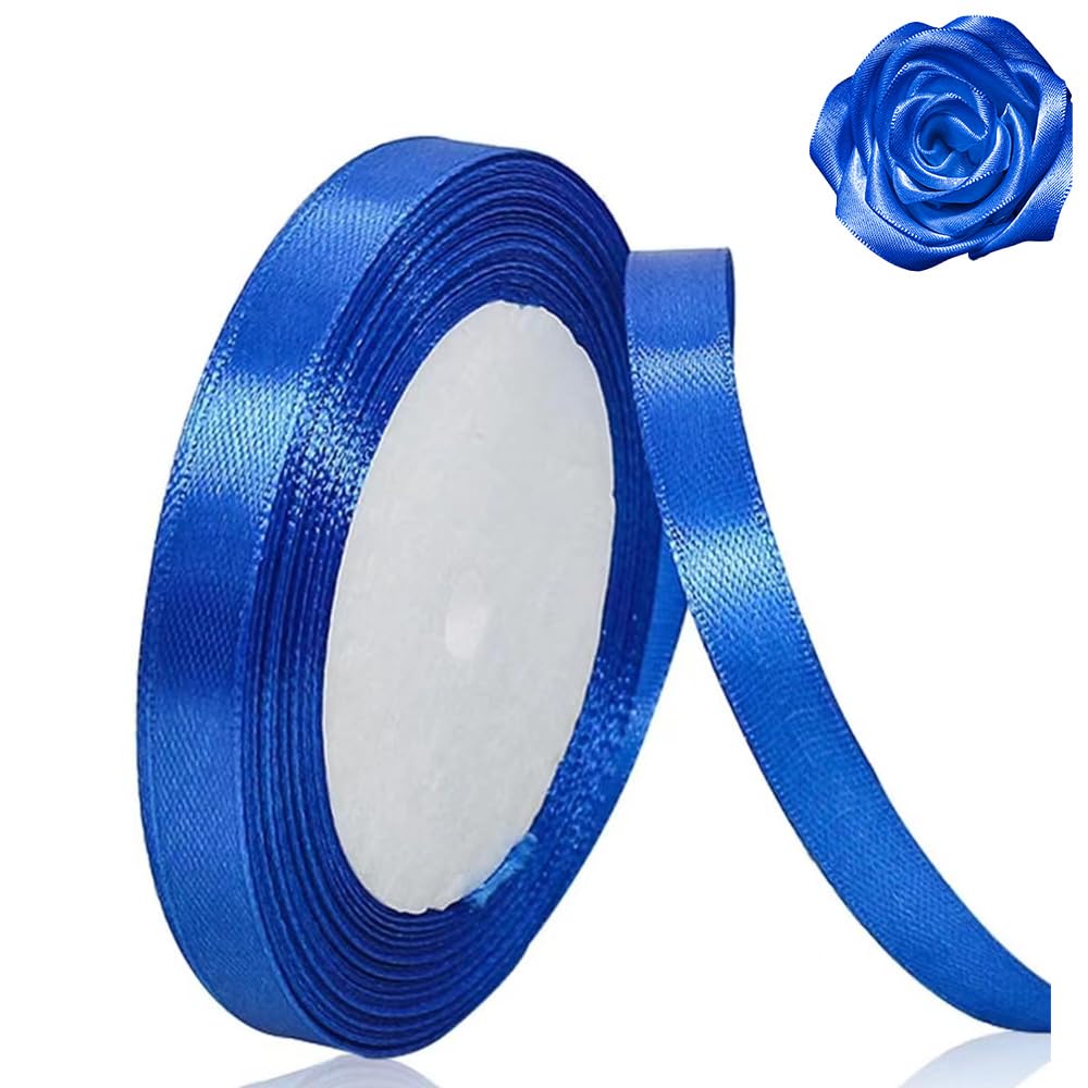 Blue Ribbon 10mm for Christmas Party Decorations，23 Meters Royal Blue Satin Ribbon for Gift Wrapping, Crafting, Wedding Party, Christmas, Hair Bows, Floral Bouquets, Anniversaries，Baby Showers