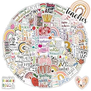 Calcomanías para profesores, 110 unidades, vinilo impermeable, calcomanías de agradecimiento para profesores para botellas de agua de laptop, calcomanías de agradecimiento para profesores, regalo a