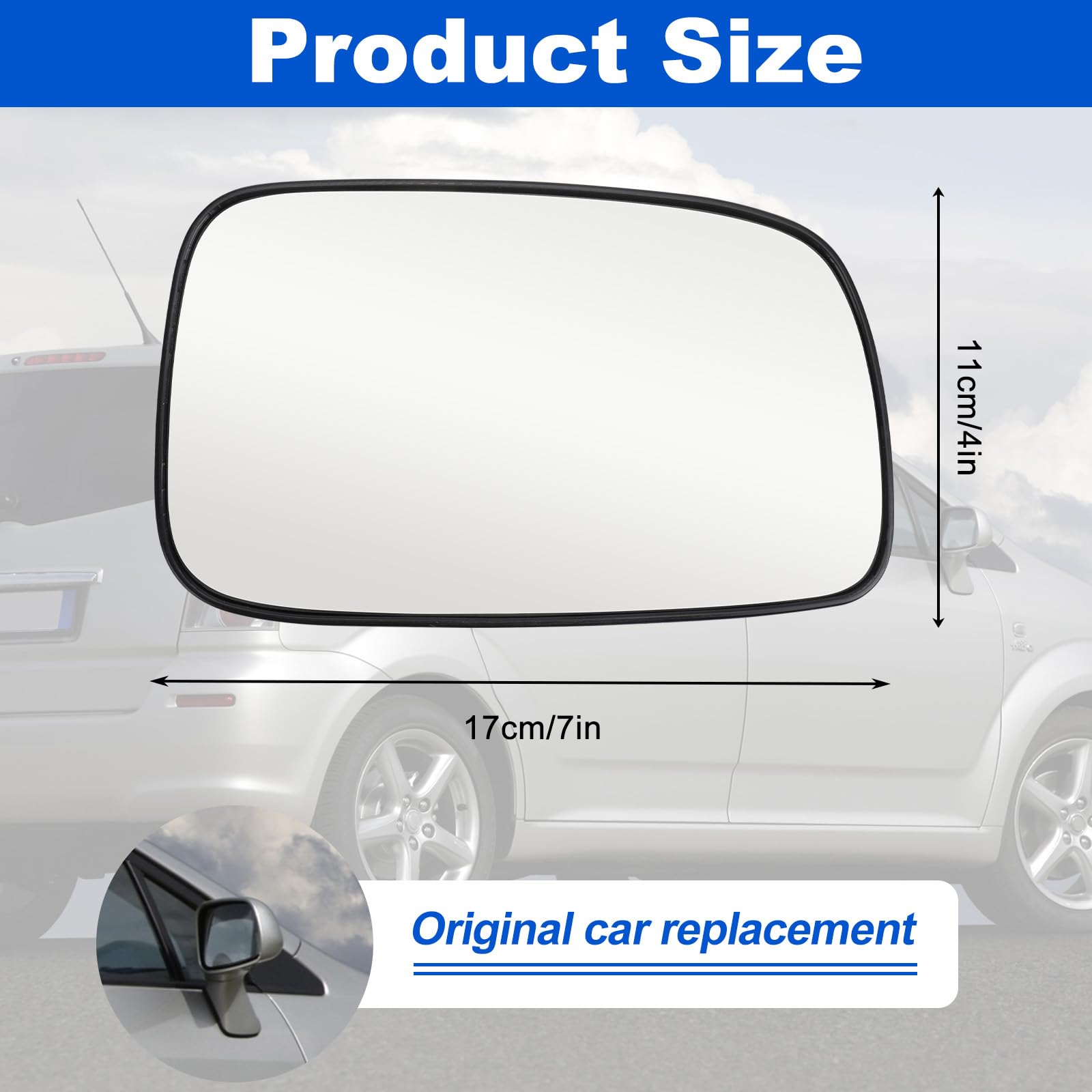Cristal de Espejo Reemplazar para Toyota Corolla Verso 2004-2009, Retrovisor Exterior Ajustable Adecuado Lente de Marcha Atrá, Espejo Retrovisor Calefactable (Derecha)