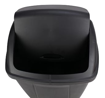 Kitchen Trash Can, 13 Gallon Plastic Garbage Bin with Swing Top Lid, Black
