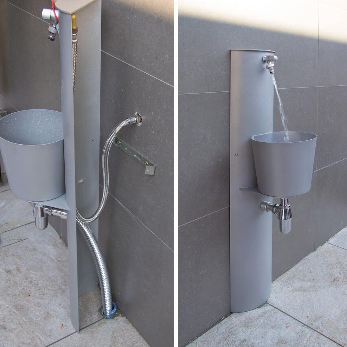 belfer Fontana a Parete da Giardino con Rubinetto e Secchio 42/PRT Antracite