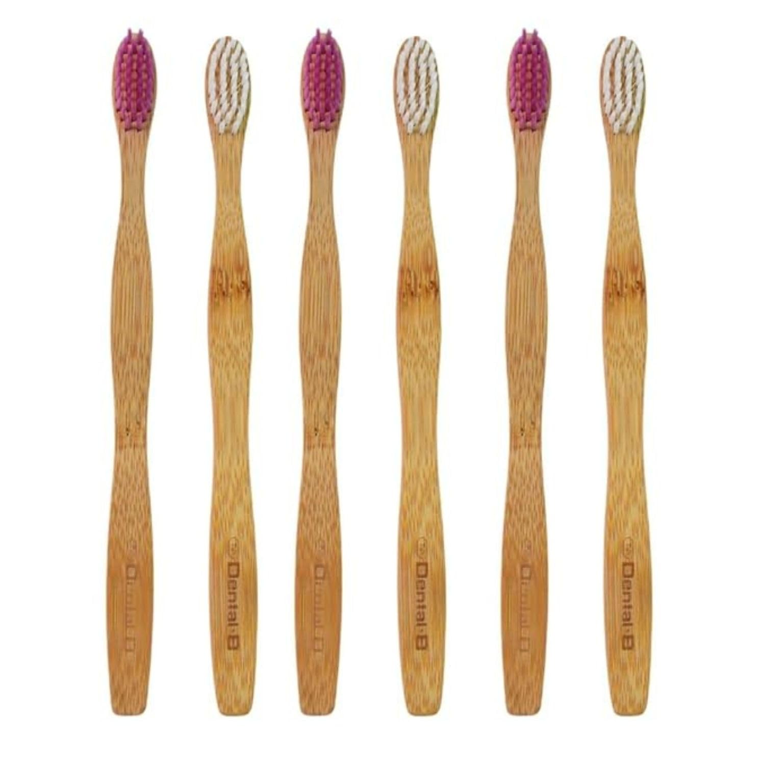 Bamboo Toothbrush 6 Pcs – Natural Bamboo Toothbrush with Medium Bristles, Biodegradable, Durable & Sustainable Wooden Toothbrush for Oral Care, Zero Waste, Plastic-Free Dental Hygiene