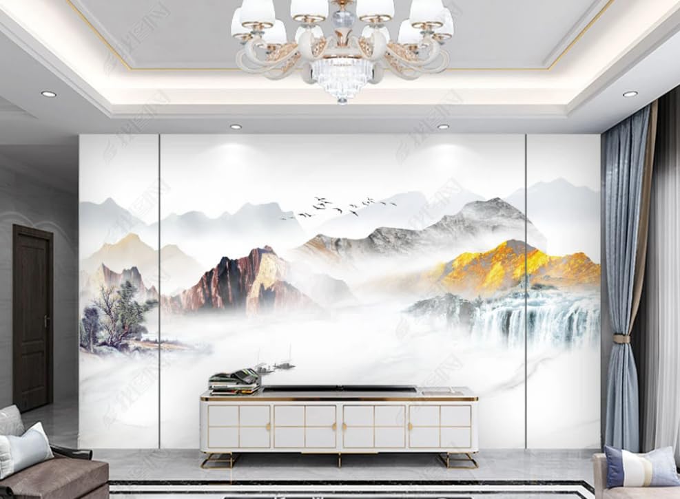 Papier peint intissé paysage pierre pour masquer un grand mur vide et sublimer le salon